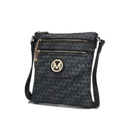 MKF COLLECTION BY MIA K MKF Collection by Mia K MKF-SM4613BK Aretha M Signature Multi Pockets Crossbody Bag; Black MKF-SM4613BK